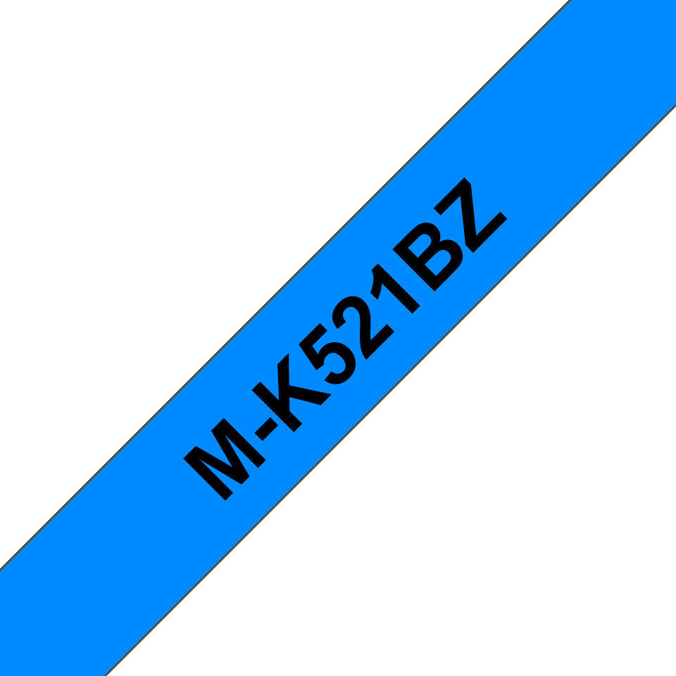 Originele Brother M-K521BZ niet-gelamineerd labeltape – zwart op blauw, breedte 9 mm